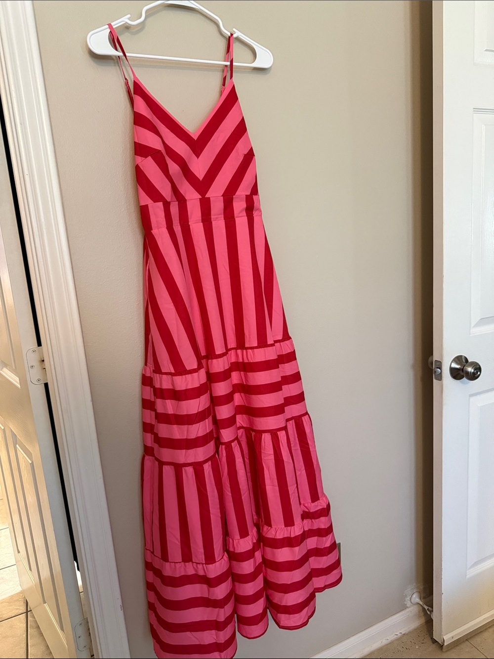 Striped Pink & Red Maxi Sundress